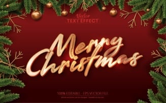 Merry Christmas - Shiny Gold Style Editable Text Effect, Font Style, Graphics Illustration
