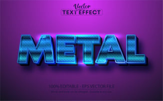 Metal - Blue Color Editable Text Effect, Font Style, Graphics Illustration