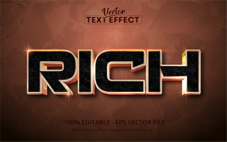 Rich - Rose Gold And Black Color Style, Editable Text Effect, Font Style, Graphics Illustration