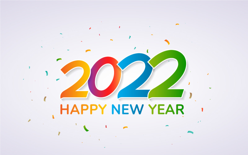Colorful Happy New Year 2022 Celebration - Banner Design Vector Graphic