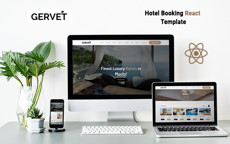 Gervet - Hotel Booking React Template Website Template