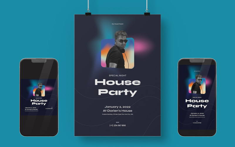 House Party Poster Kit Template Corporate Identity