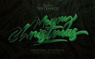 Merry Christmas - Green Color, Editable Text Effect, Font Style, Graphics Illustration