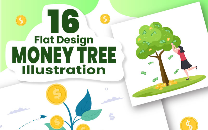 16 Money Tree Investment Financial Illustration