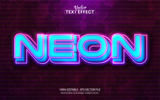 Neon - Purple And Blue Color, Editable Text Effect, Font Style, Graphics Illustration
