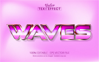 Waves - 80s Grainy Style, Editable Text Effect, Font Style, Graphics Illustration