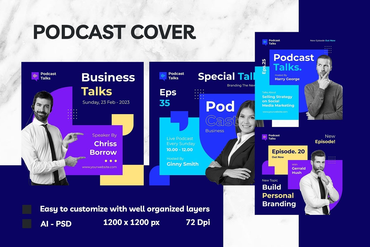 Kit Graphique #217860 Podcast Cover Divers Modles Web - Logo template Preview