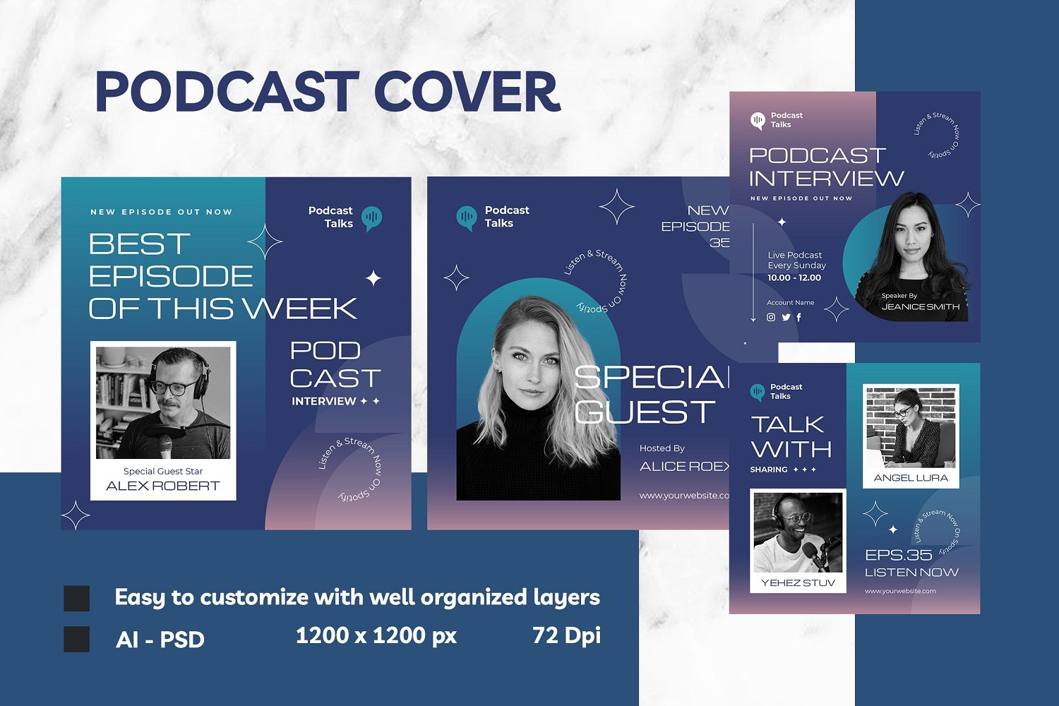 Kit Graphique #217865 Podcast Cover Divers Modles Web - Logo template Preview