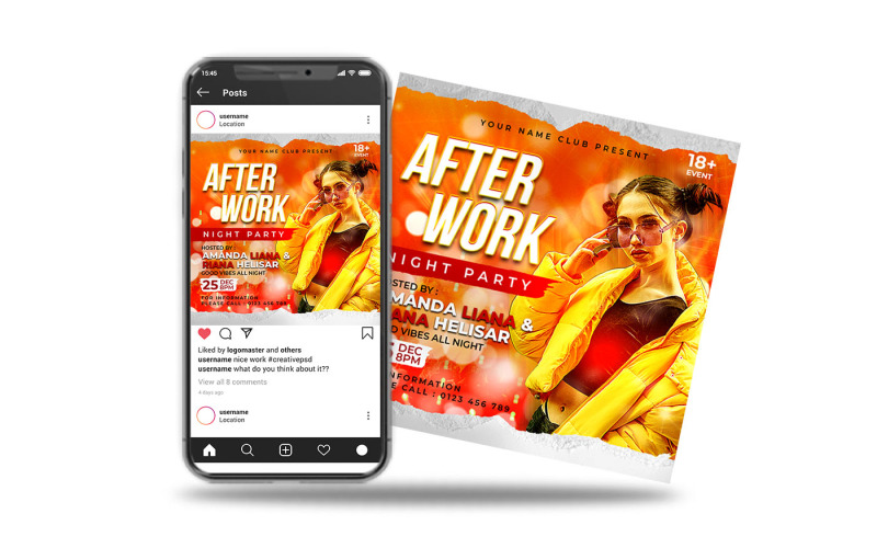after work event party flyer square Social Media