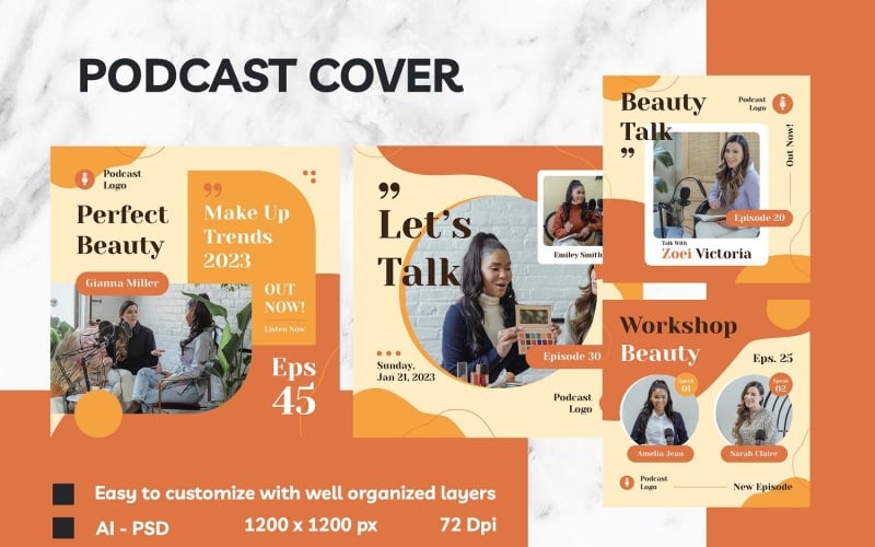 Beauty Podcast Cover Template Social Media