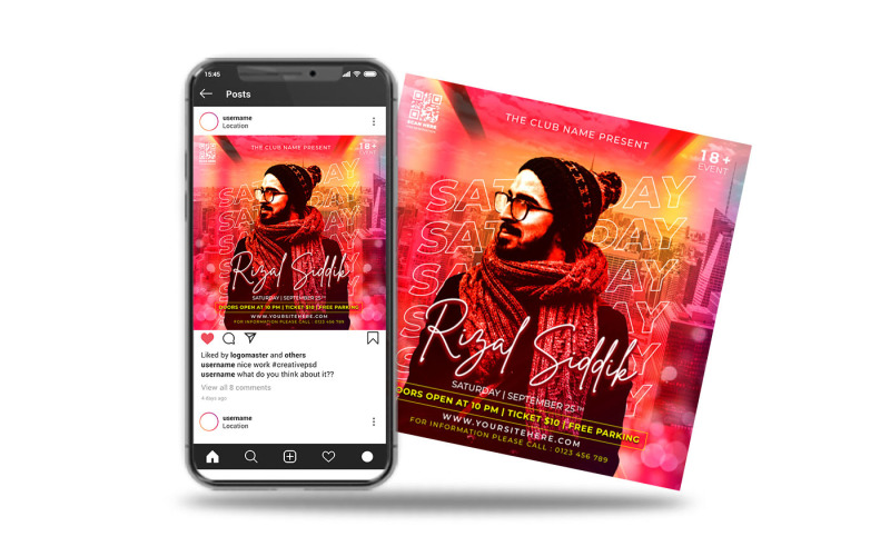 saturday music event party flyer square Social Media