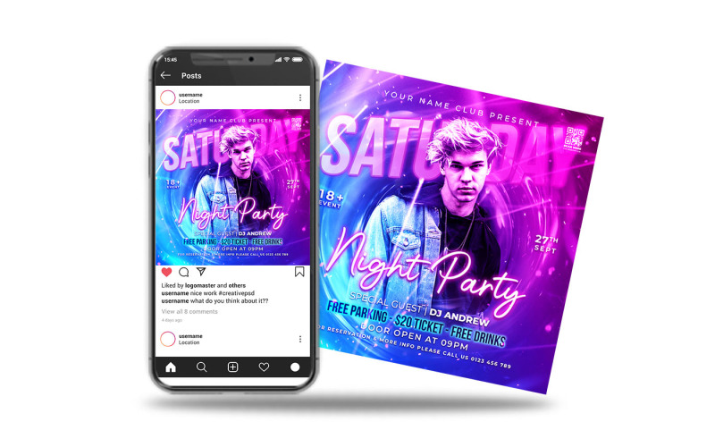 saturday night party event flyer Social Media