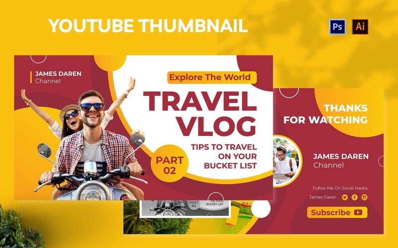 Travel Vlog Youtube Thumbnail Social Media