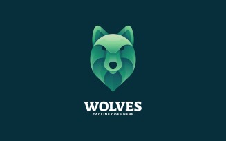 Wolf Head Gradient Logo Template