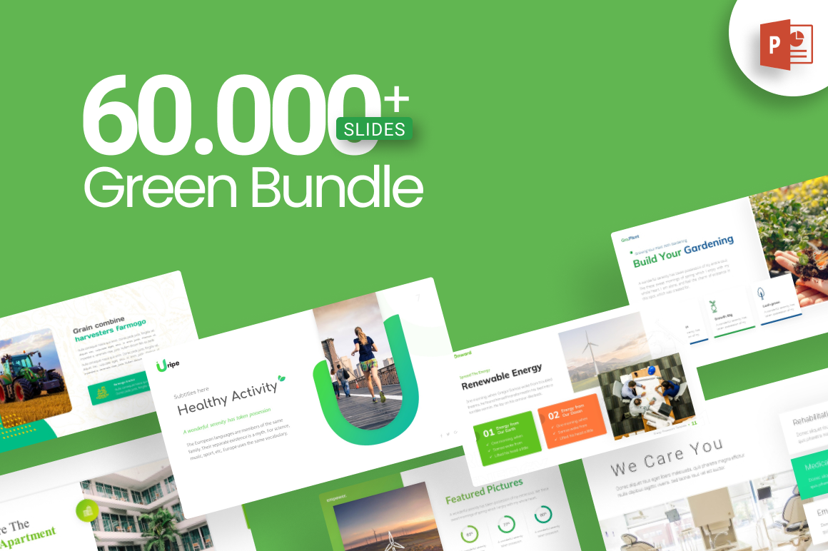 60.000+ Green Bundle PowerPoint Template