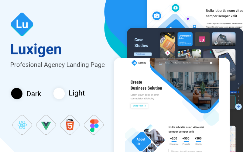 Luxigen - HTML React Vue Agency Landing Page Parallax Landing Page Template