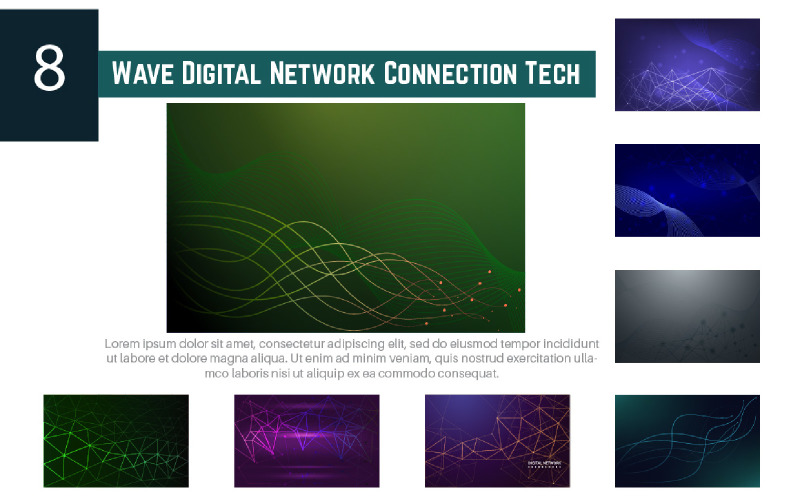 8 Wave Digital Network Connection Tech Illustration