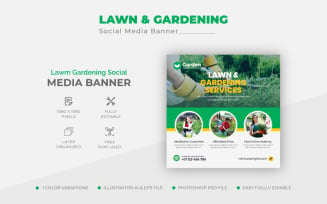 Abstract Lawn And Garden Care Maintenance Social Media Post Design Template