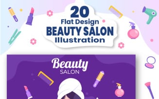 20 Beauty Salon Flat Design Illustration