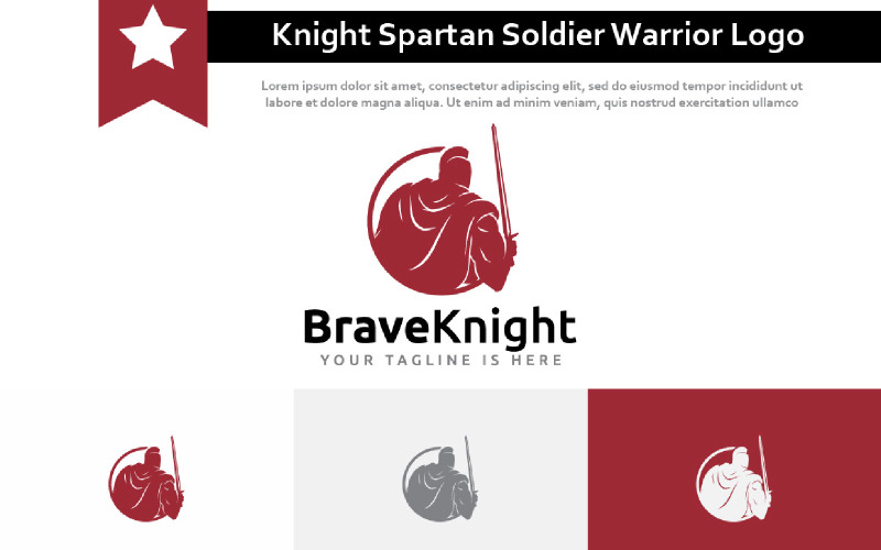 Brave Sword Knight Spartan Soldier Warrior Armour Mascot Logo Logo Template