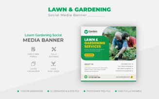 Creative Lawn Garden Or Landscaping Care Service Social Media Post Template