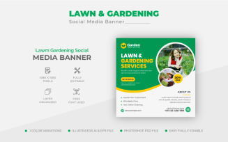 Green Garden Landscaping Care Service Social Media Post Design Template