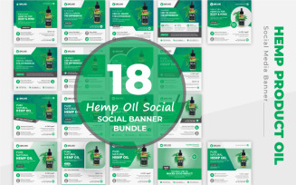 18 Hemp Cannabis CBD Oil Hemp Product Sale Promotion Social Media Post Template Bundle