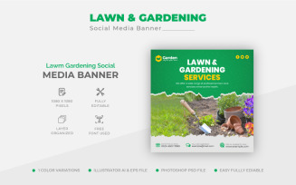 Lawn Garden Care Service Social Media Post Banner Template