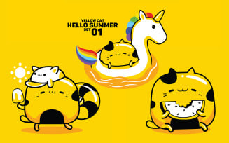Yellow Cat Hello Summer Set #01