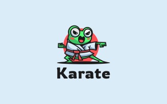 Karate Frog Cartoon Logo Style