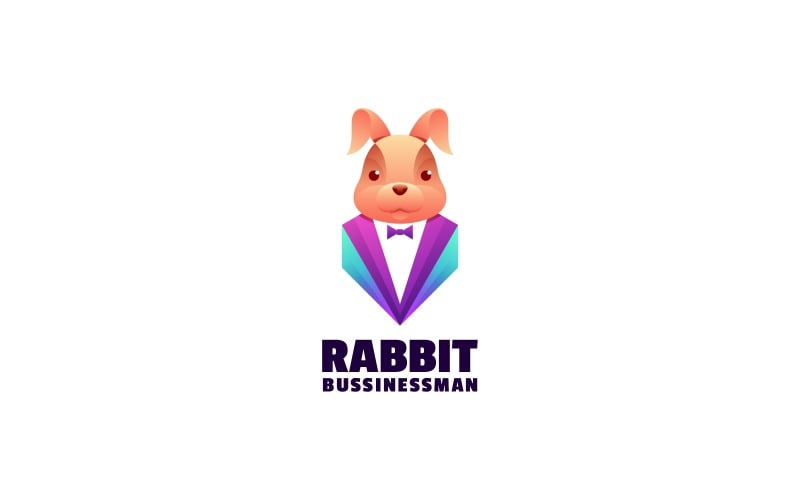Rabbit Businessman Gradient Logo Logo Template