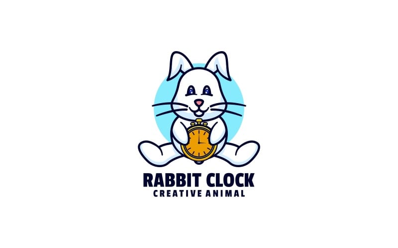 Rabbit Clock Simple Mascot Logo Logo Template