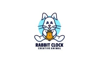 Rabbit Clock Simple Mascot Logo