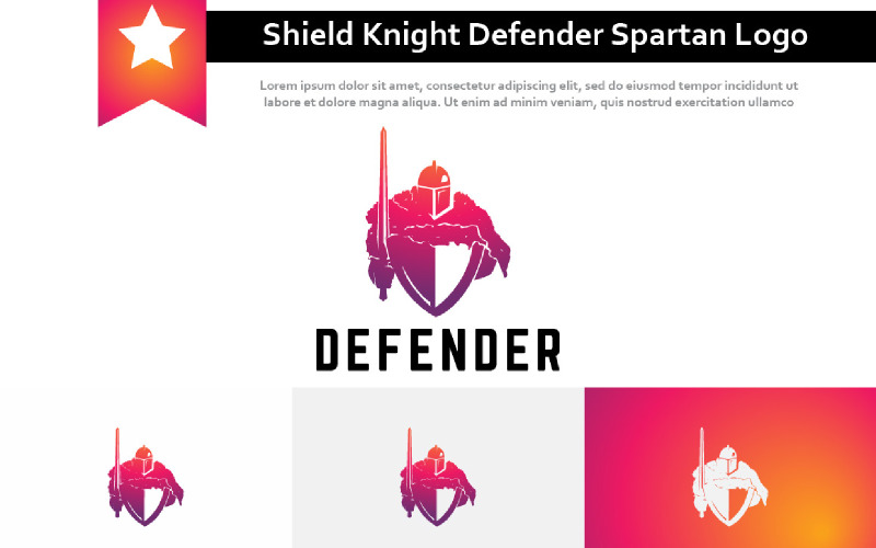 Shield Sword Knight Defender Spartan Soldier Warrior Mascot Logo Logo Template