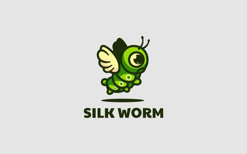 Silk Worm Simple Mascot Logo Logo Template