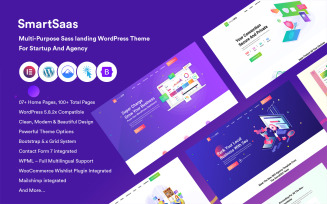 SmartSaas - Multi-Purpose Sass landing WordPress Theme For Startup And Agency