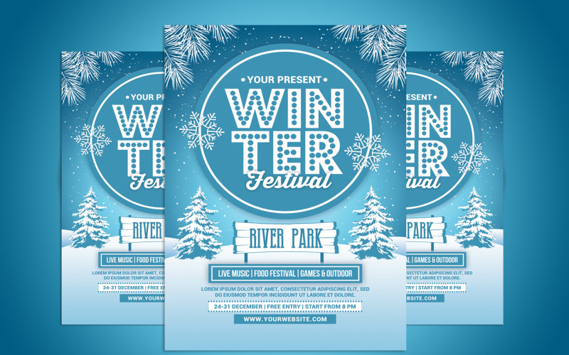 Winter Festival Flyer Poster Template Corporate Identity