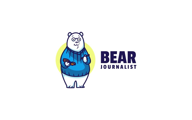 Bear Journalist Cartoon Logo Logo Template