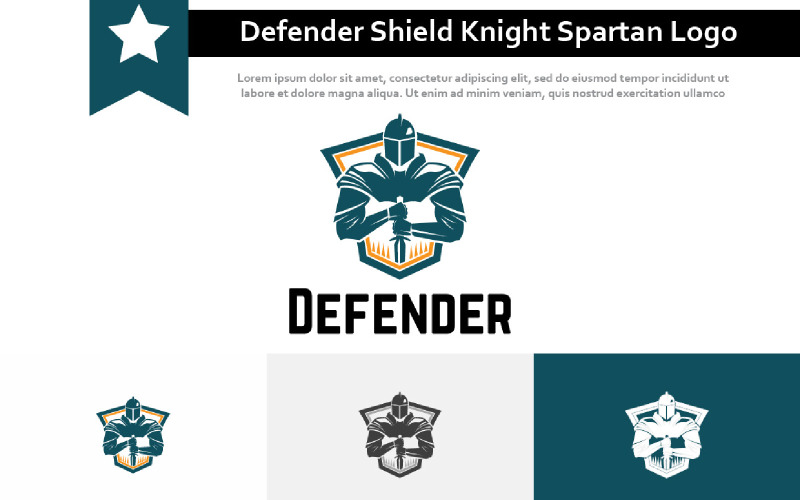 Defender Shield Knight Spartan Soldier Warrior Armour War Logo Logo Template
