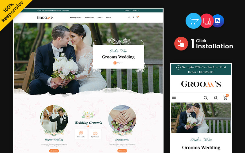 Grooms - Wedding Shop, Clothes, Accessories OpenCart Theme OpenCart Template