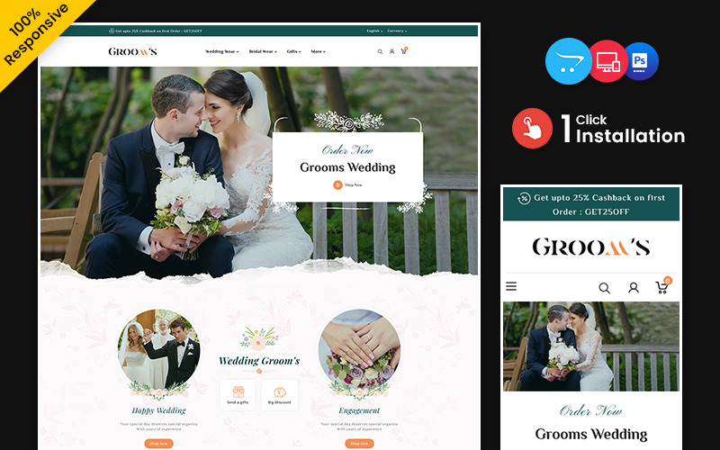 Grooms - Wedding Wear, Clothes, Accessories OpenCart Theme OpenCart Template