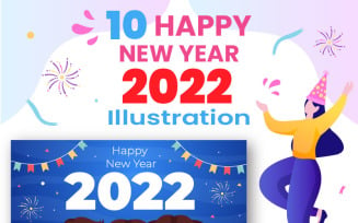 10 Happy New Year 2022 Background Template Illustration
