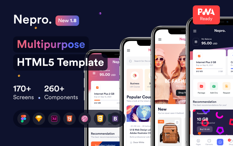 Nepro – The Multipurpose Mobile HTML5 Template Website Template