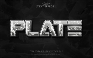 Plate - Silver Metallic Style, Editable Text Effect, Font Style, Graphics Illustration