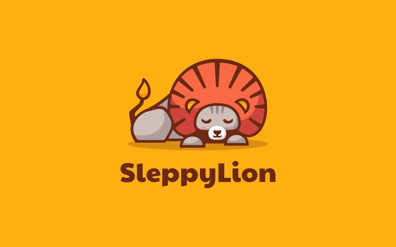 Sleepy Lion Simple Mascot Logo Logo Template