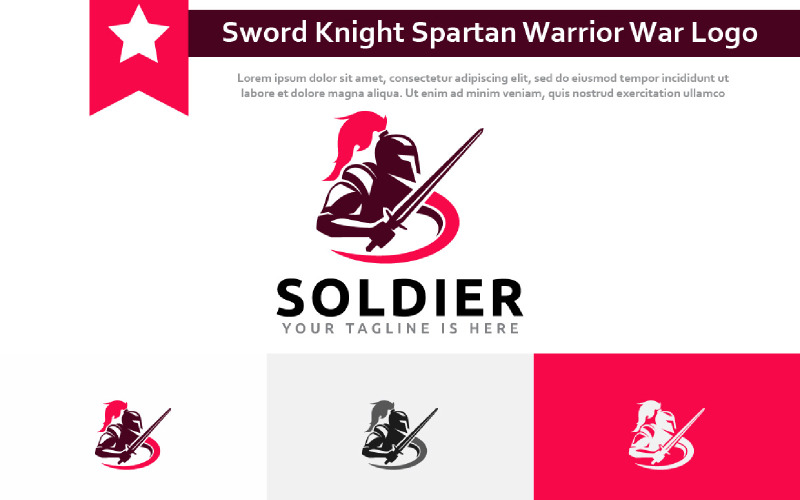 Sword Knight Spartan Soldier Warrior Armour War Mascot Logo Logo Template