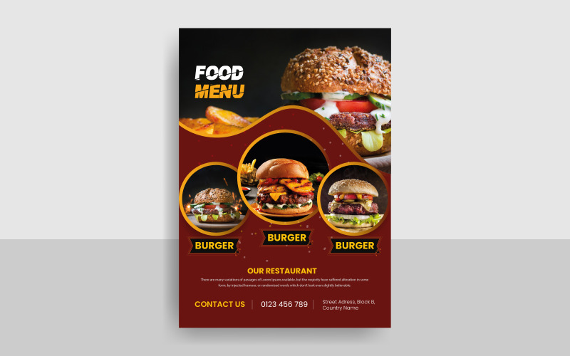 Food Menu Flyer Template Design Corporate Identity