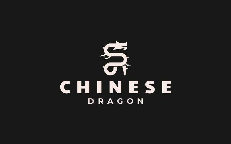 Chinese Dragon Simple Logo Style Logo Template