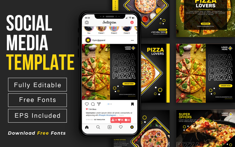 Food Social Media Post Design Or Promotion Banner Design Template