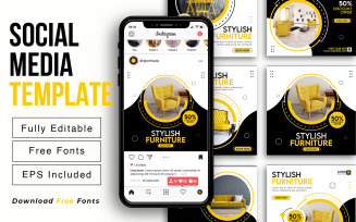 Furniture Sale Social Media Post And Instagram Promotional Ad Design Collection Template